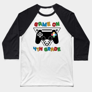 Back To School Game On 4th Grade Funny Gamer Kids Boys Baseball T-Shirt